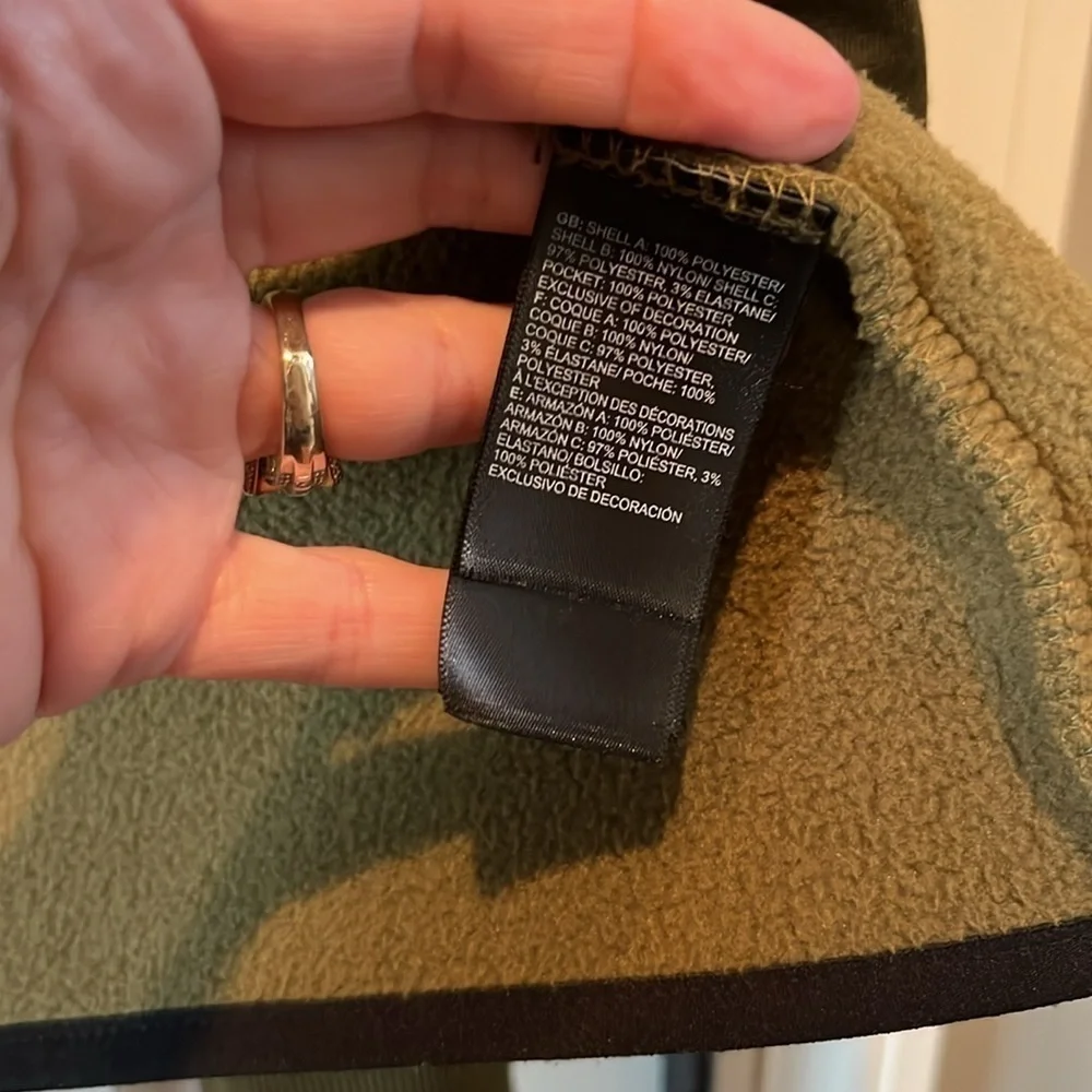Olive green and black men Northface fleece full zip jacket size M